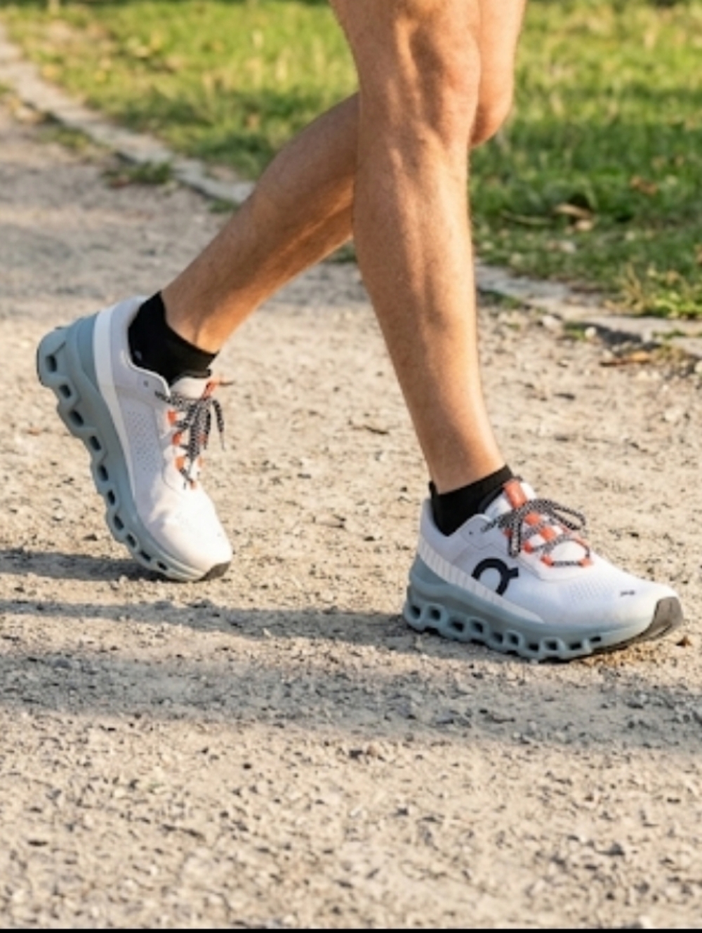 On Cloud Monster,  Men's White Light Blue Athletic Shoes with Coral Accents